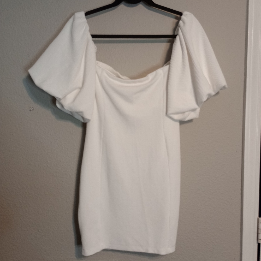 free people beach off the shoulder puff sleeve Bubbly mini dress - Picture 4 of 9